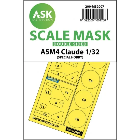 Art Scale Kit M32007 1/32 A5M4 Claude Double-sided Paint Masking for Special Hobby