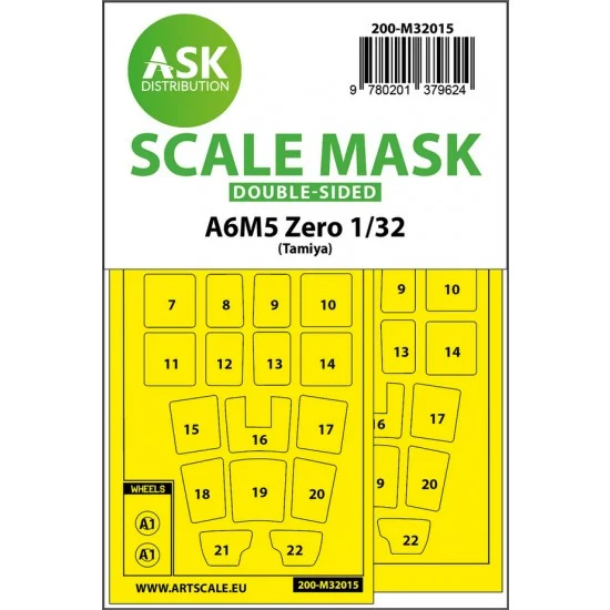 Art Scale Kit M32015 1/32 A6M5 Zero Double-sided Paint Maskings for Tamiya