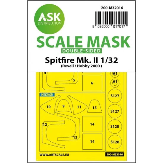 Art Scale Kit M32016 1/32 Spitfire Mk.II Double-sided Paint Maskings for Revell/Hobby2000
