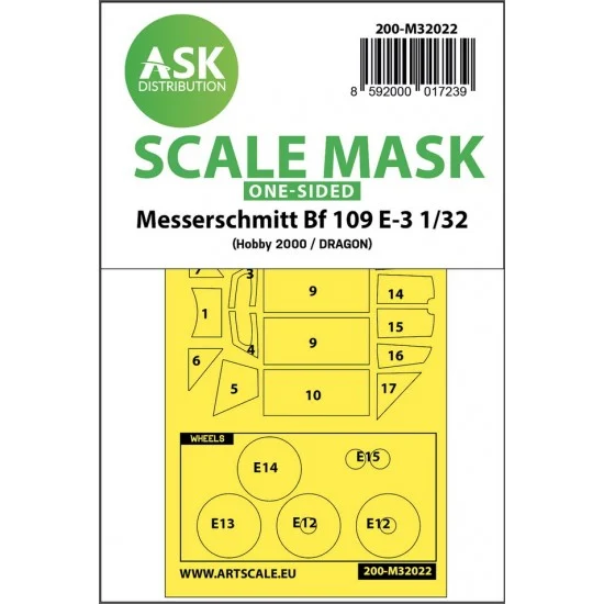 Art Scale Kit M32022 1/32 Messerschmitt Bf 109E-3 One-Sided Express Masking for Hobby2000/Dragon kits