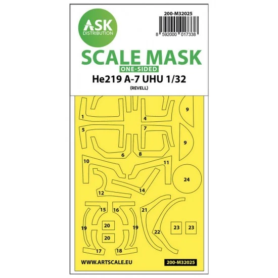 Art Scale Kit M32025 1/32 Heinkel He 2019A-7 UHU One-sided Paint Maskings for Revell