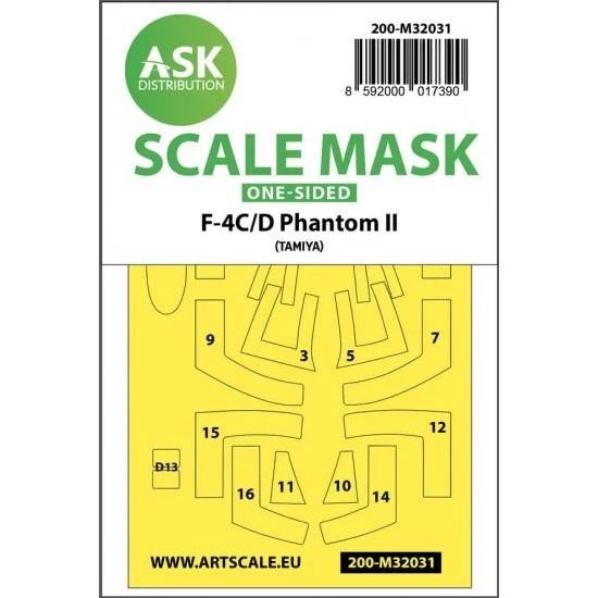 Art Scale Kit M32031 1/32 McDonnell Douglas F-4C/D Phantom One-Sided Masking for Tamiya kits