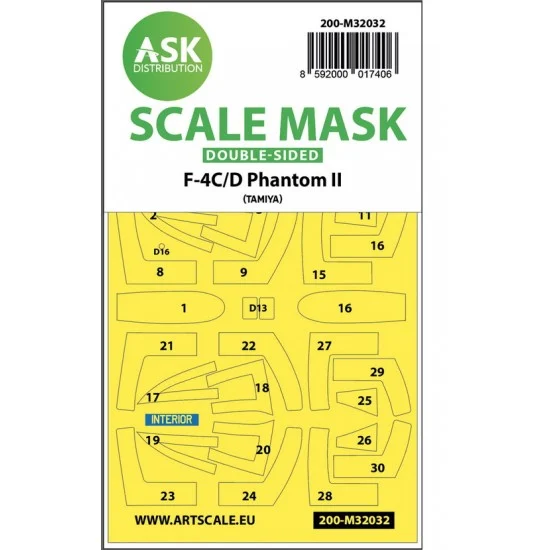 Art Scale Kit M32032 1/32 McDonnell Douglas F-4C/D Phantom Double-sided Masking for Tamiya kits