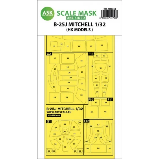 Art Scale Kit M32033 1/32 B-25J Mitchell One-Sided Masking for HK Models