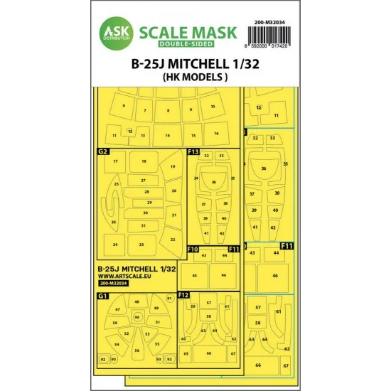 Art Scale Kit M32034 1/32 B-25J Mitchell Double-sided Masking for HK Models