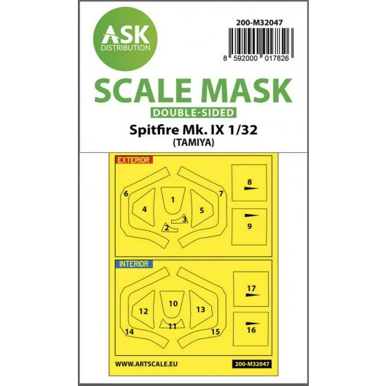 Art Scale Kit M32047 1/32 Supermarine Spitfire Mk.IX Double-sided Masking for Tamiya kits
