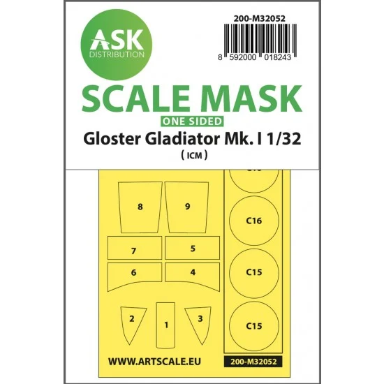 Art Scale Kit M32052 1/32 Gloster Gladiator Mk.I One-sided Paint Masking for Revell/ICM