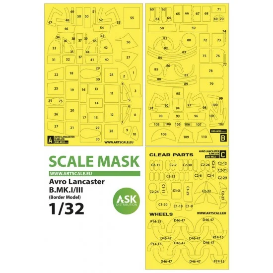 Art Scale Kit M32054 1/32 Avro Lancaster B Mk.I/III Express Self-adhesive Masking for Border Model
