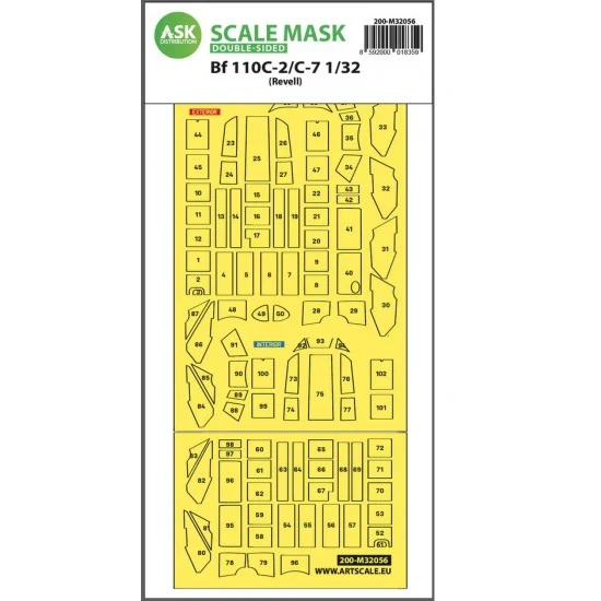 Art Scale Kit M32056 1/32 Messerschmitt Bf 110C-2/C-7 Double-sided Masking for Revell kits