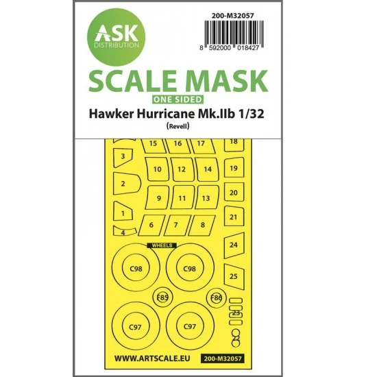 Art Scale Kit M32057 1/32 Hawker Hurricane Mk.IIB One-sided Express Masking for Revell kits
