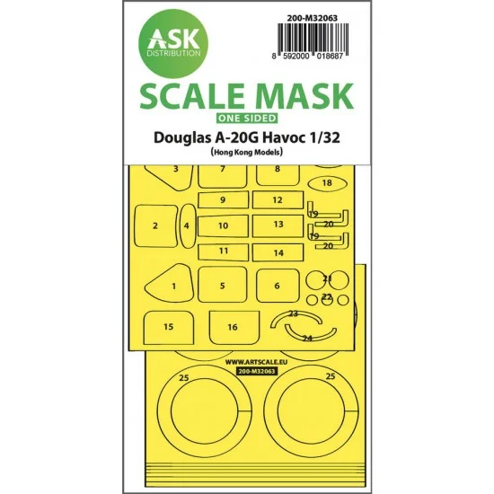 Art Scale Kit M32063 1/32 A-20G Havoc One-sided Express Self-adhesive Masking for HK Model