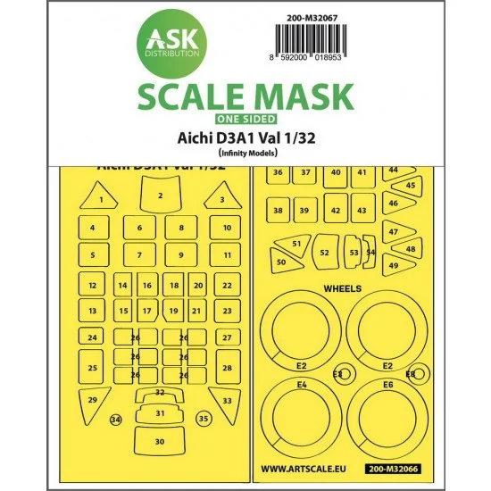 Art Scale Kit M32067 1/32 Aichi D3A1 Val One-sided Express Self-adhesive Mask for Infinity #3206