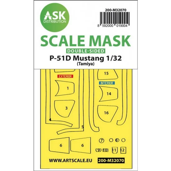 Art Scale Kit M32070 1/32 P-51D Mustang Double-sided fit Mask for Tamiya kits