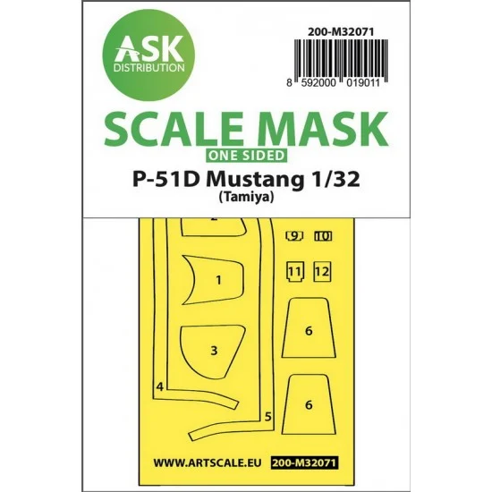 Art Scale Kit M32071 1/32 P-51D Mustang One-sided fit Mask for Tamiya kits
