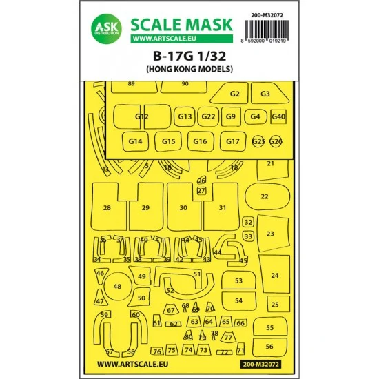 Art Scale Kit M32072 1/32 Boeing B-17G Flying Fortress Express Fit Mask for HK Model