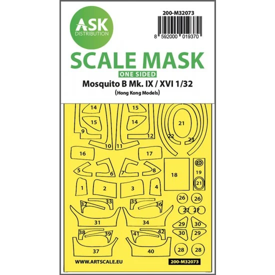 Art Scale Kit M32073 1/32 Mosquito B Mk.IX/XVI one-sided fit Mask for Hong Kong Model