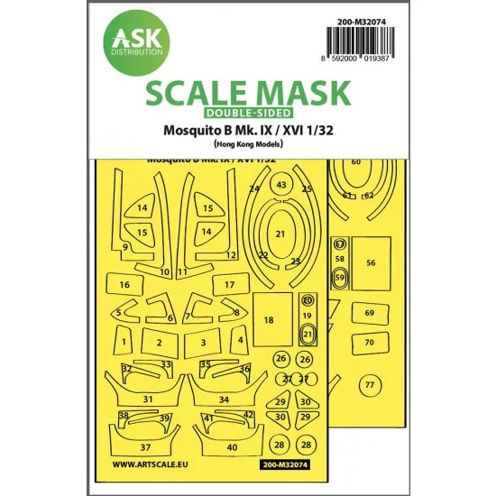 Art Scale Kit M32074 1/32 Mosquito B Mk.IX/XVI double-sided fit Mask for Hong Kong Model