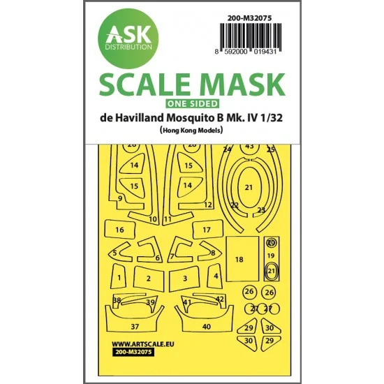 Art Scale Kit M32075 1/32 Mosquito B Mk.IV one-sided fit Mask for Hong Kong Model
