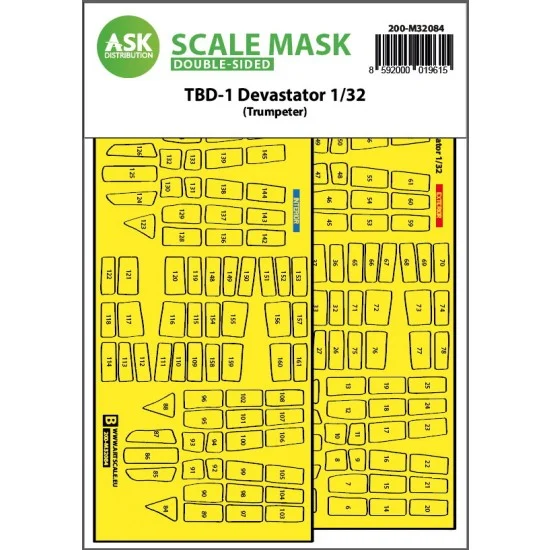 Art Scale Kit M32084 1/32 TBD-1 Devastator Double-sided Express Fit Masking for Trumpeter kit