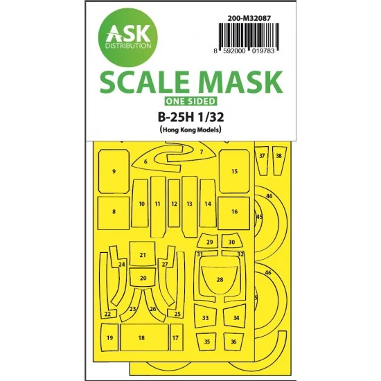 Art Scale Kit M32087 1/32 B-25H Mitchell One-Sided Mask for Hk Models