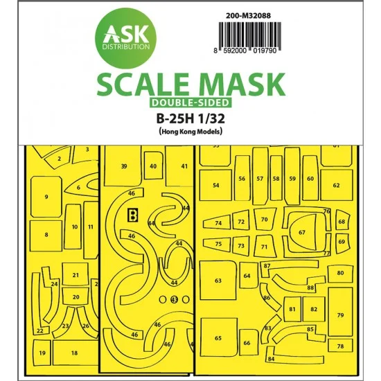 Art Scale Kit M32088 1/32 B-25H Mitchell Double-Sided Express Fit Mask for Hk Models