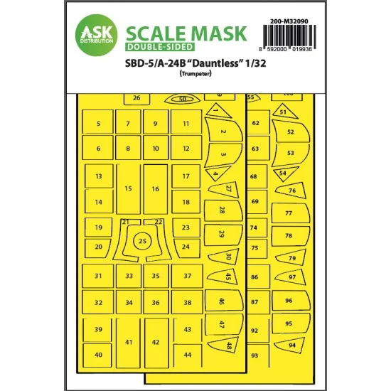 Art Scale Kit M32090 1/32 SBD-5/A-24B Dauntless Double-Sided Express Fit Mask for Trumpeter