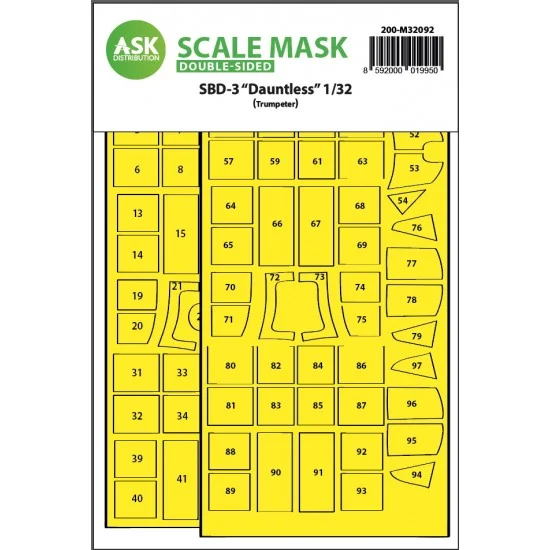Art Scale Kit M32092 1/32 SBD-3 Dauntless Double-Sided Express Fit Mask for Trumpeter