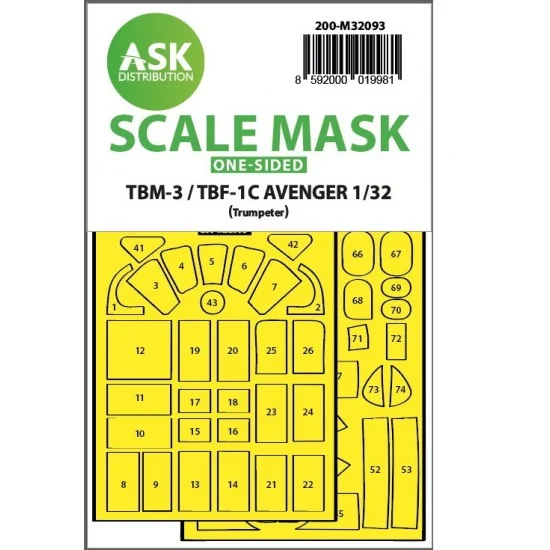 Art Scale Kit M32093 1/32 TBM-3/TBF-1C One-Sided Express Fit Mask For Trumpeter kit