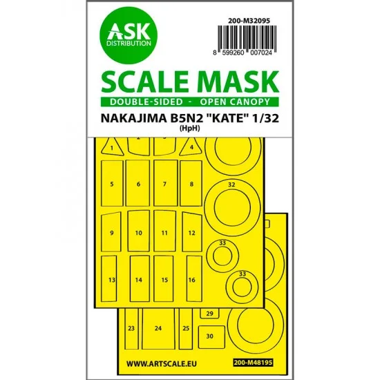 Art Scale Kit M32095 1/32 B5N2 Kate Open Canopy Double-sided Express fit Mask for HPH Model