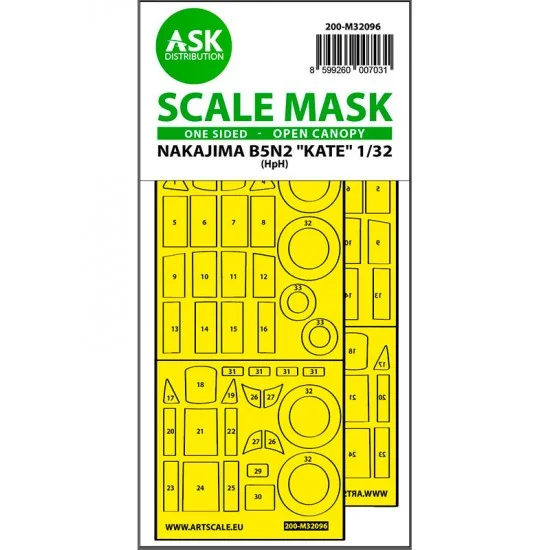 Art Scale Kit M32096 1/32 B5N2 Kate Open Canopy One-sided Express Mask for HPH Model