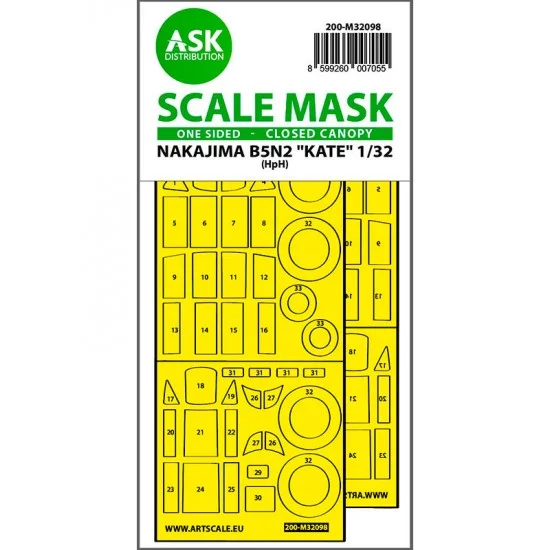 Art Scale Kit M32098 1/32 B5N2 Kate Closed Canopy One-sided Express Mask for HPH Model