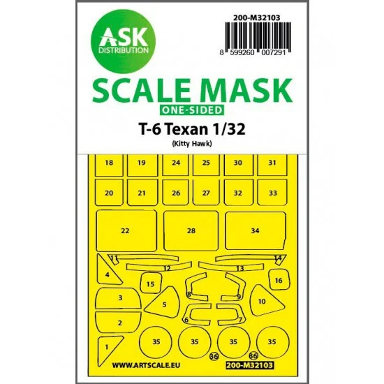 Art Scale Kit M32103 1/32 T-6 Texan One-sided Express Fit Mask for Kitty Hawk kits