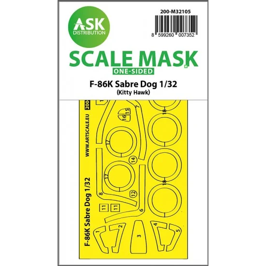 Art Scale Kit M32105 1/32 F-86K Sabre Dog One-sided Express Fit Mask for Kitty Hawk kits
