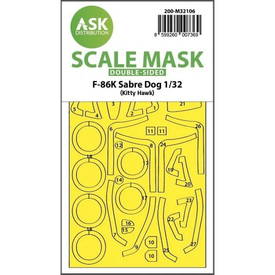 Art Scale Kit M32106 1/32 F-86K Sabre Dog Double-sided Express Fit Mask for Kitty Hawk kits
