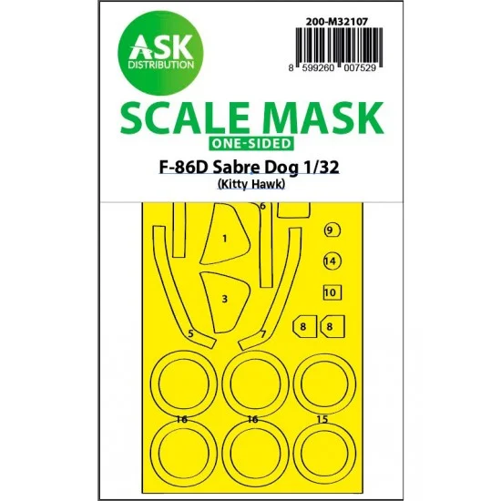 Art Scale Kit M32107 1/32 F-86D Sabre Dog One-sided Express Fit Mask for Kitty Hawk kits