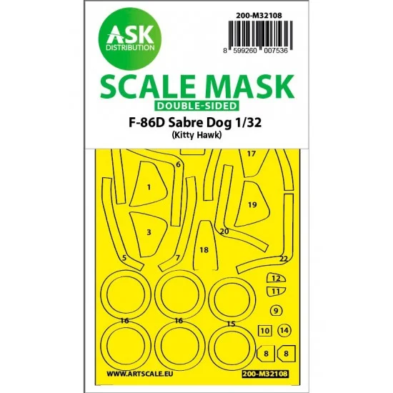 Art Scale Kit M32108 1/32 F-86D Sabre Dog Double-sided Express Fit Mask for Kitty Hawk kits