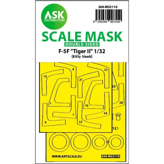 Art Scale Kit M32110 1/32 F-5F Tiger II Double-sided Express Fit Mask for Kitty Hawk kits