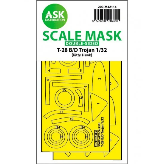 Art Scale Kit M32114 1/32 28-B/D Trojan Double-sided Mask for Kitty Hawk kits