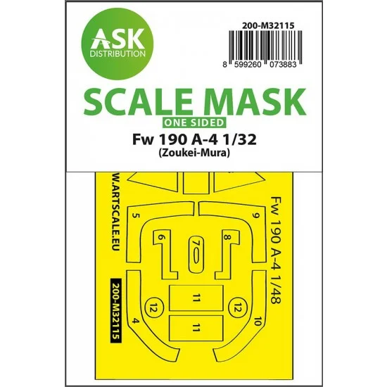 Art Scale Kit M32115 1/32 Fw 190A-4 One-sided Express-fit Mask for Zoukei-Mura