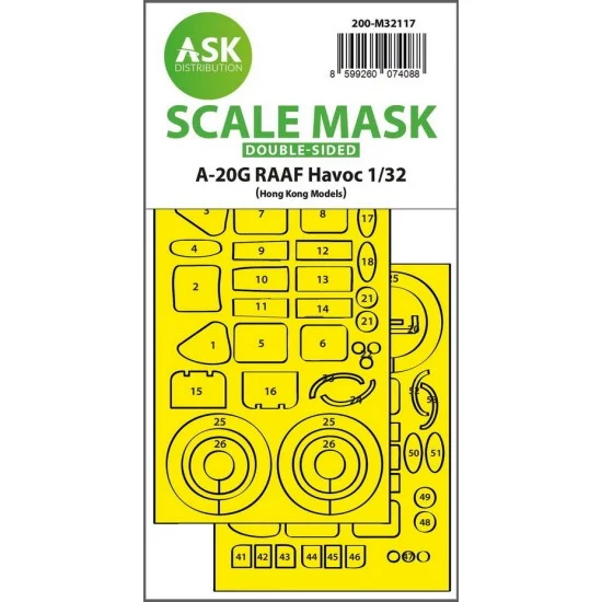 Art Scale Kit M32117 1/32 A-20G Raaf Havoc Double-Sided Express Fit Mask for HK Models