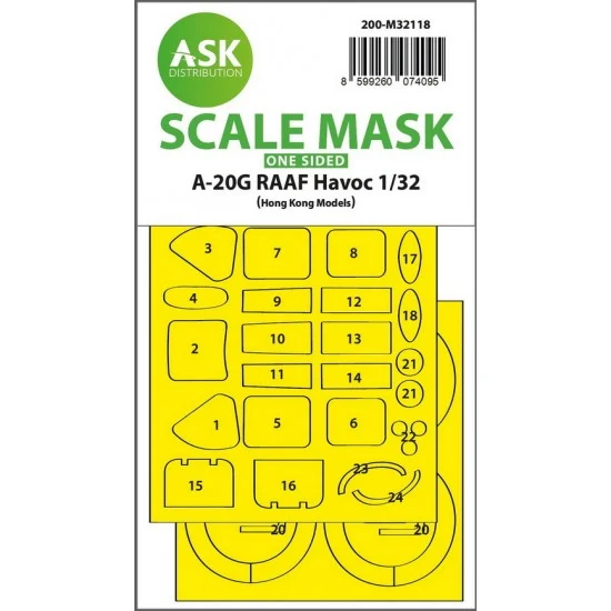 Art Scale Kit M32118 1/32 A-20G Raaf Havoc One-Sided Express Fit Mask for HK Models