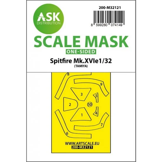 Art Scale Kit M32121 1/32 Spitfire Mk.Xvie One-Sided Express Fit Mask for Tamiya kit