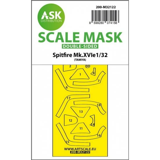 Art Scale Kit M32122 1/32 Spitfire Mk.Xvie Double-Sided Express Fit Mask for Tamiya kit