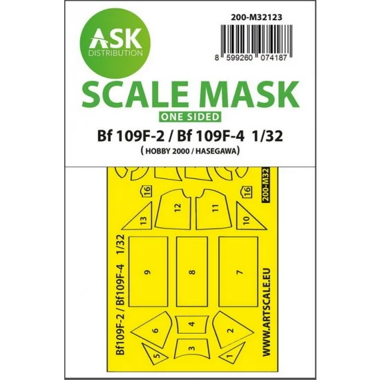 Art Scale Kit M32123 1/32 Bf 109F-2 / Bf 109F-4 One-Sided Express Fit Mask for Hasegawa / Hobby 2000