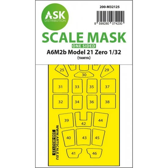 Art Scale Kit M32125 1/32 A6M2B Model 21 Zero One-Sided Express Fit Mask for Tamiya kit