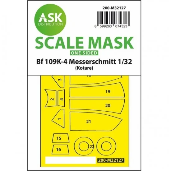 Art Scale Kit M32127 1/32 Bf 109K-4 One-sided Express Fit Mask for Kotare kit