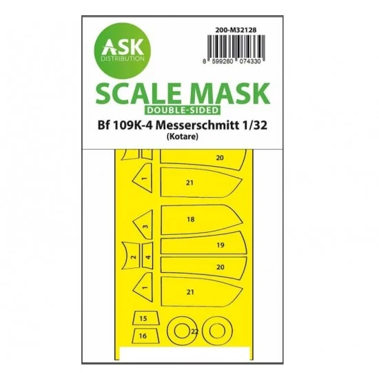 Art Scale Kit M32128 1/32 Bf 109K-4 Double-sided Express Fit Mask for Kotare kit