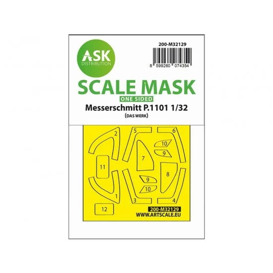 Art Scale Kit M32129 1/32 Messerschmitt P.1101 One-sided Express-fit mask for Kotare kit