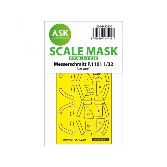 Art Scale Kit M32130 1/32 Messerschmitt P.1101 Double-sided Express Fit Mask for Das Werk kit