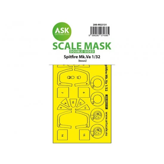Art Scale Kit M32131 1/32 Spitfire Mk.Va Double-sided Express-fit and Self-adhesive Mask for Kotare kit